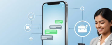 Businesswoman using WhatsApp Flow on smartphone with chat automation and payment icons – cover image for beginner’s guide 2025 by Picky Assist.