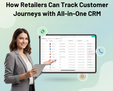 Professional showing CRM software features to monitor customer interactions and sales.
