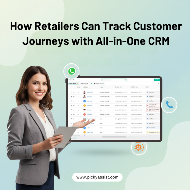 Professional showing CRM software features to monitor customer interactions and sales.