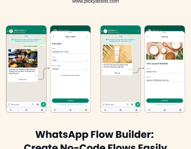 WhatsApp Flow Builder interface showing no-code booking, signup, and customer interaction flows inside WhatsApp