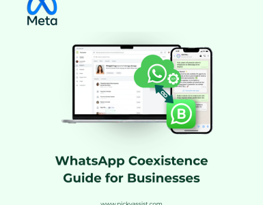 Illustration of WhatsApp Coexistence showing a phone screen syncing chats between the WhatsApp Business App and API dashboard.