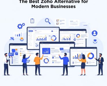 Business team comparing CRM dashboards to find the best Zoho alternative platform