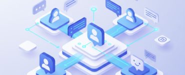 Illustration of hyper-automation streamlining customer communication with AI-powered chatbots and digital workflows