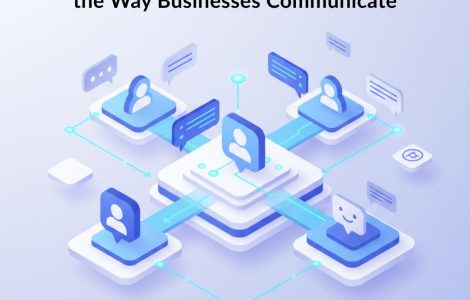 Illustration of hyper-automation streamlining customer communication with AI-powered chatbots and digital workflows