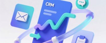 3D abstract graphic showing sales automation CRM improving sales and engagement.