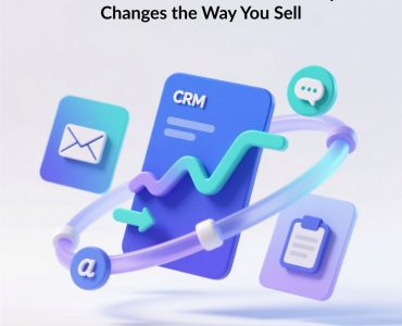 3D abstract graphic showing sales automation CRM improving sales and engagement.