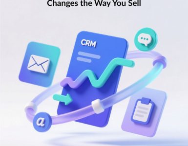 3D abstract graphic showing sales automation CRM improving sales and engagement.