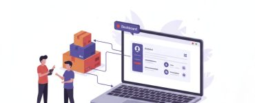 Illustration showing IndiaMART integrated with Picky Assist CRM, depicting automated order and customer management process.
