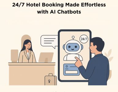 AI chatbot assisting hotel guests with 24/7 booking and customer support