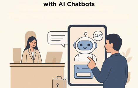 AI chatbot assisting hotel guests with 24/7 booking and customer support
