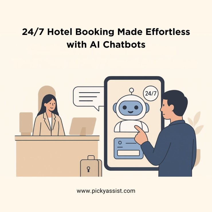 AI chatbot assisting hotel guests with 24/7 booking and customer support
