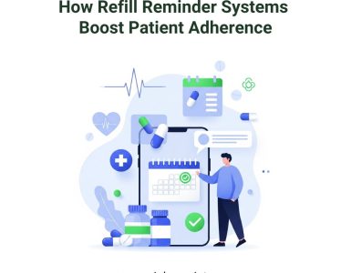 Automated medication refill reminder notification helping patients stay adherent and improving pharmacy retention