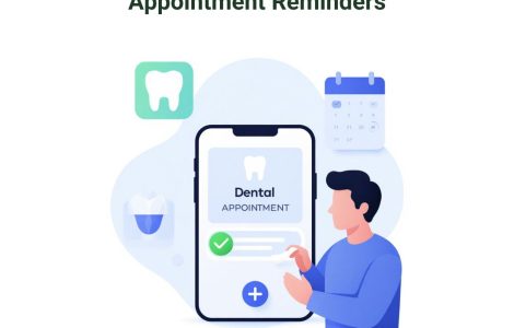 Automated dental appointment reminder on smartphone helping dental clinic retain patients