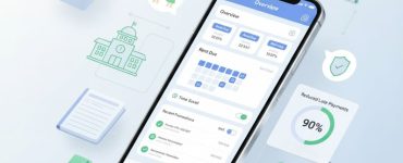 Automated rent payment dashboard illustrating reduced late payments and monthly time savings
