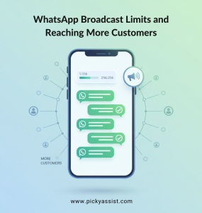 Illustration showing WhatsApp broadcast limits and how to reach more customers