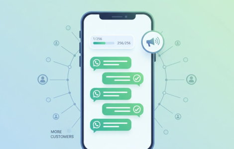 Illustration showing WhatsApp broadcast limits and how to reach more customers