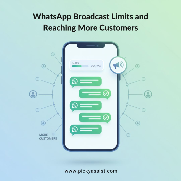 Illustration showing WhatsApp broadcast limits and how to reach more customers