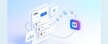 Illustration of a free CRM managing Meta Ads leads with automated workflow and dashboard interface.