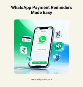 Smartphone displaying WhatsApp Pay with secure business payment icons