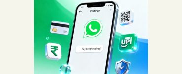 Smartphone displaying WhatsApp Pay with secure business payment icons