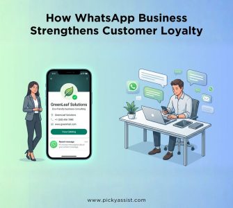 “Business owner showcasing WhatsApp Business account profile to build customer trust and brand loyalty.