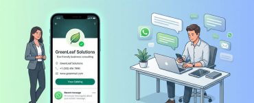 “Business owner showcasing WhatsApp Business account profile to build customer trust and brand loyalty.