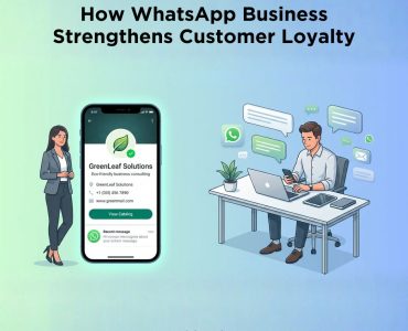 “Business owner showcasing WhatsApp Business account profile to build customer trust and brand loyalty.