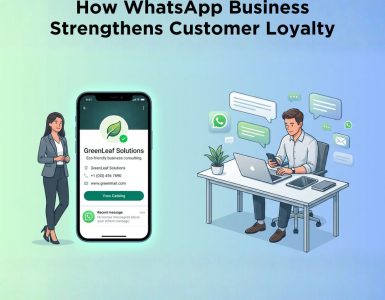 “Business owner showcasing WhatsApp Business account profile to build customer trust and brand loyalty.