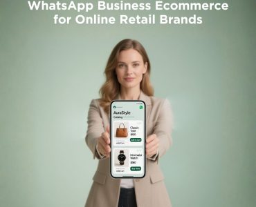 WhatsApp Business ecommerce showing product catalogue and store dashboard for online retail brands