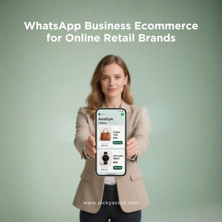 WhatsApp Business ecommerce showing product catalogue and store dashboard for online retail brands