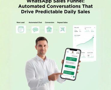 Automated WhatsApp sales funnel showing conversational chat flow that drives predictable daily sales using Picky Assist