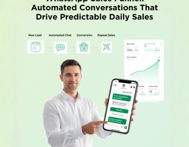Automated WhatsApp sales funnel showing conversational chat flow that drives predictable daily sales using Picky Assist