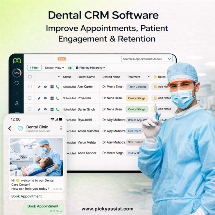 dental CRM software dashboard for managing patient appointments