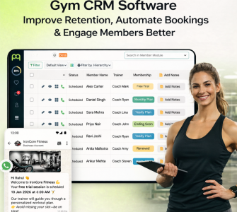 Gym CRM software dashboard showing member management and scheduling