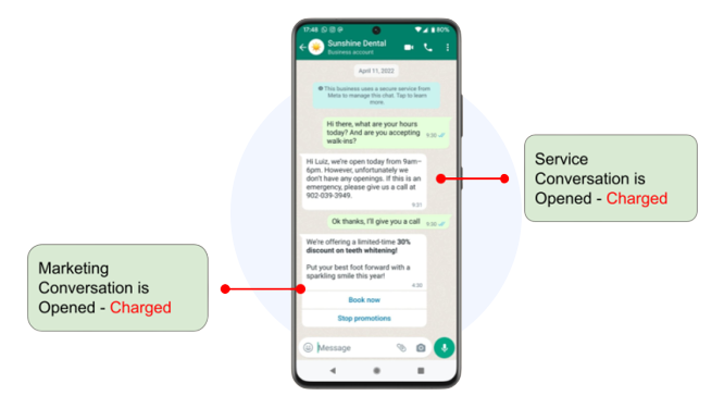 Example 1 – Opening a marketing conversation inside a service conversation